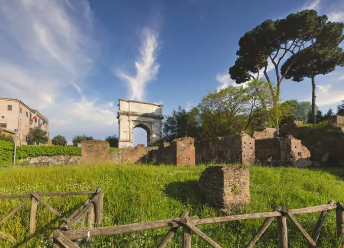 Rome, Italy, The Roman Forum, Arch of Titus, The historic center of Rome is a UNESCO World Heritage Site