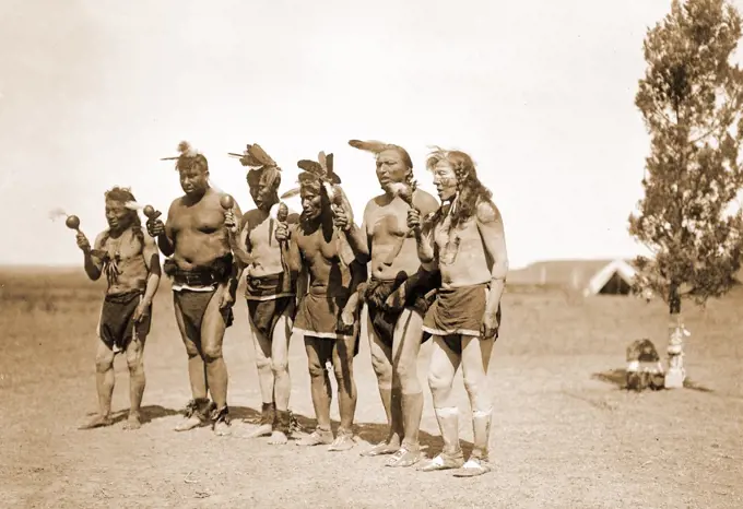 Edward S. Curtis Native American Indians - Arikara medicine ceremony--the Bears circa 1908.