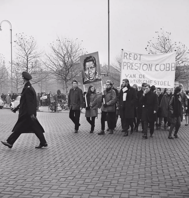 Netherlands protest against the death sentence for Preston Cobb in the USA circa 1960s .