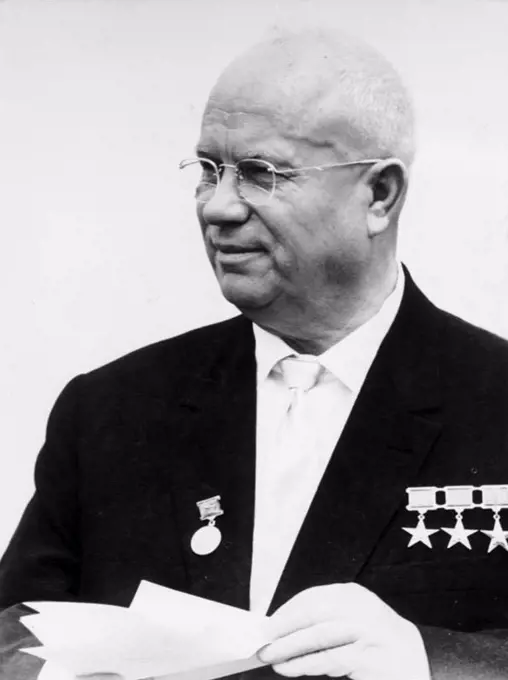 Nikita Sergeyevich Khrushchev (April 15, 1894 - September 11, 1971) led the Soviet Union during part of the Cold War. He served as First Secretary of the Communist Party of the Soviet Union from 1953 to 1964, and as Chairman of the Council of Ministers, or Premier, from 1958 to 1964. Khrushchev was responsible for the partial de-Stalinization of the Soviet Union, for backing the progress of the early Soviet space program, and for several relatively liberal reforms in areas of domestic policy. Khrushchev's party colleagues removed him from power in 1964, replacing him with Leonid Brezhnev as First Secretary and Alexei Kosygin as Premier.