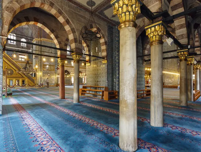 Istanbul, Turkey. Interior of the New Mosque. Yeni Cami.