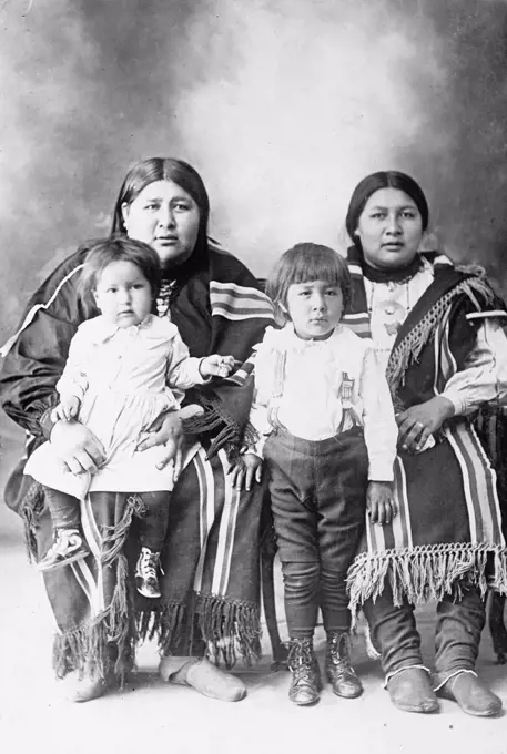 Native American Indian family portrait circa 1916.