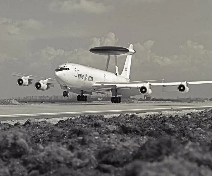 First E-3A lands at NATO Air Base circa 1982.