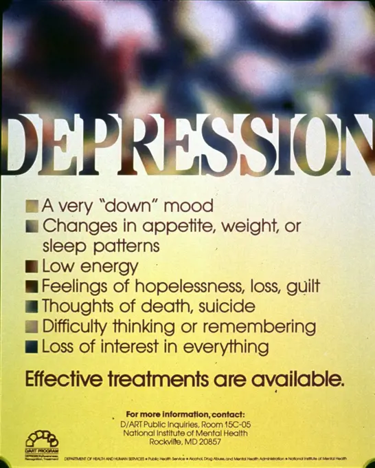 Mental Health Poster - Depression public service poster ca. 1980s. 