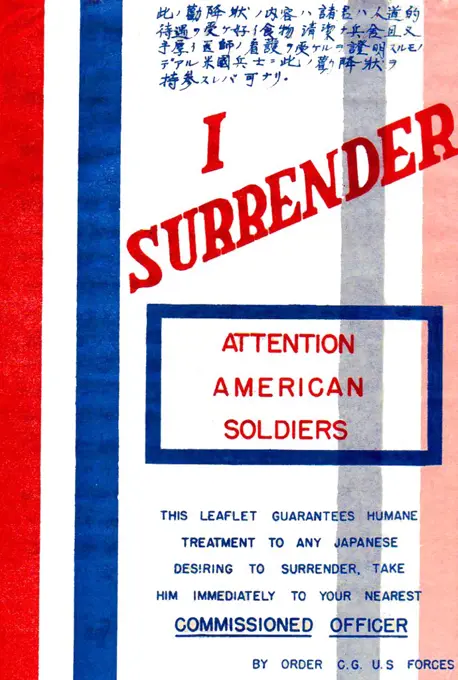 Although addressed to 'American Soldiers' (who were engaged in the bulk of the fighting in the Pacific Theatre during World War II), this leaflet was produced by  the U.S. Psychological Warfare Branch of the Office of War Information in Brisbane, Australia.