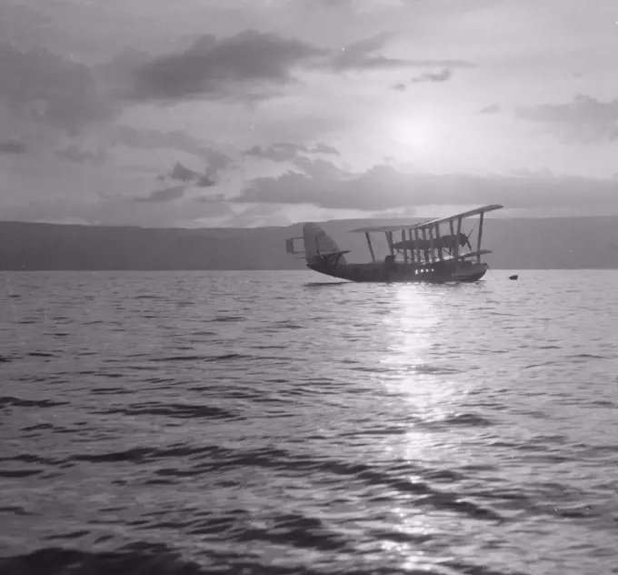 Flying boat Satyrus on the Sea of Galilee, ca. 1935.