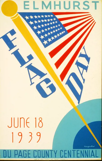 Poster showing American flag. 