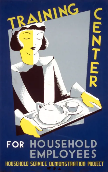 Poster showing a maid carrying a tray. 