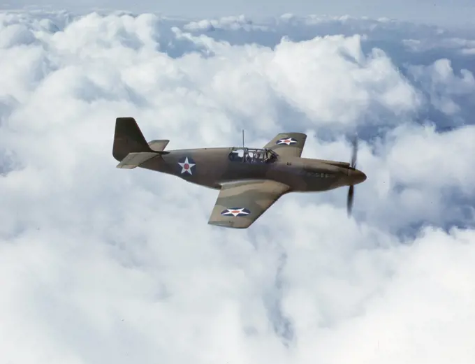 North American's P-51 Mustang Fighter is in service with Britain's Royal Air Force, North American Aviation, Inc., Inglewood, Calif. - October 1942. 