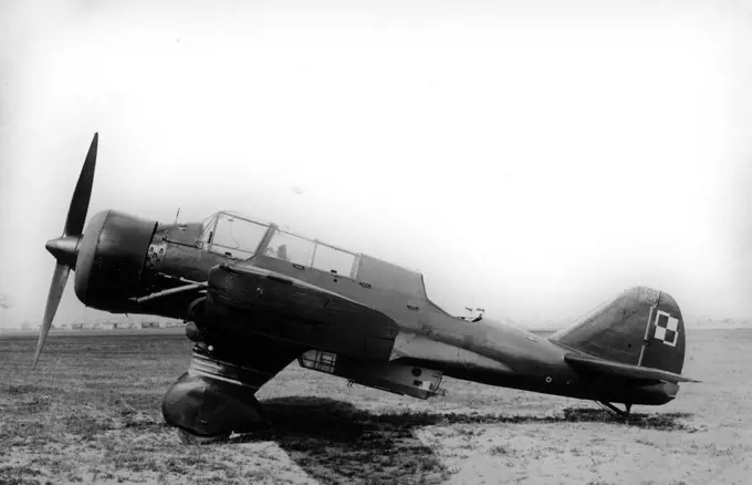 PZL-23 'Kara' airplane at the airport; 1936 . 