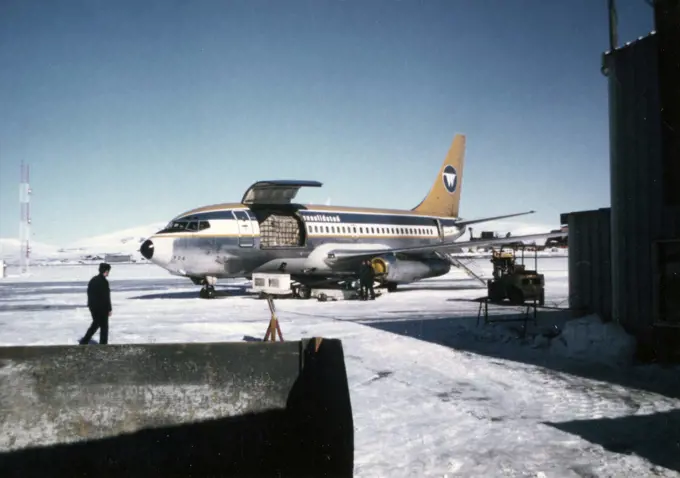 Wien Consolidated Airlines being loaded at the Nome Airport ca. March 1974. 