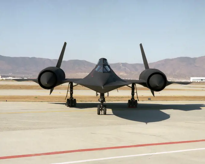 1991 - This photo shows a head-on view of NASA's SR-71B on the ramp at the Air Force's Plant 42 in Palmdale, California, shortly before delivery to DFRC. 