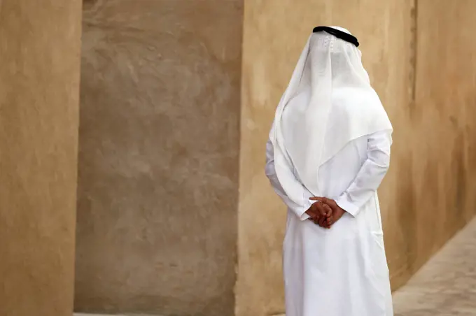 Man wearing traditional emirati clothes. Dubai. United Arab Emirates.