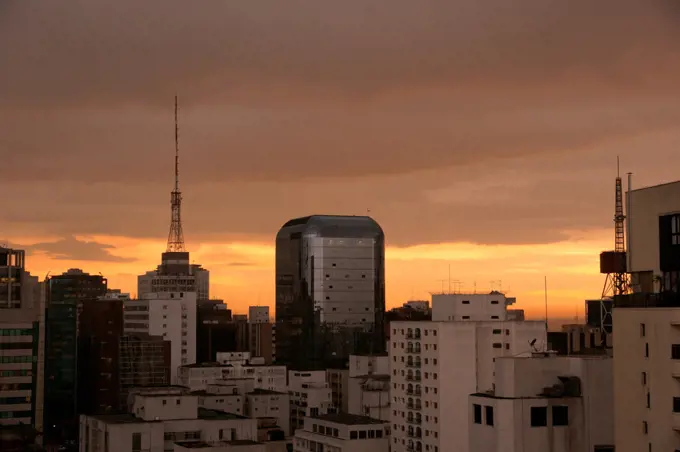 Sunset in Sao Paulo, Brazil.