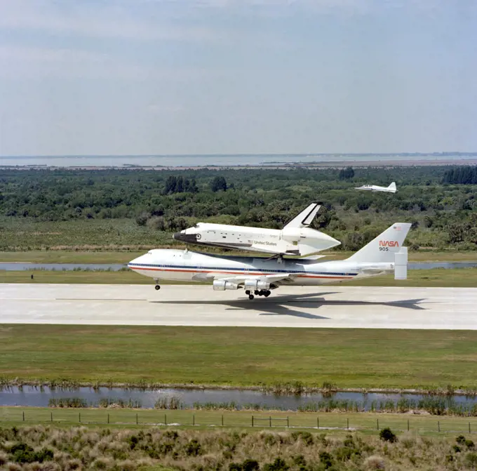 (April 1981) --- This scene represents the end of NASA's STS-1 mission and the beginning of STS-2 in that the orbiter Columbia is arriving at Kennedy Space Center in Florida to begin the lengthy process of preparing it for STS-2.