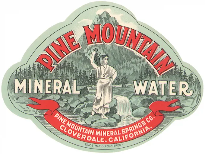 Pine Mountain Mineral Water Label. 