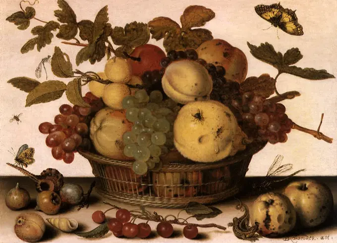 Still Life with Fruit Basket, 1632. Ast, Balthasar van der.