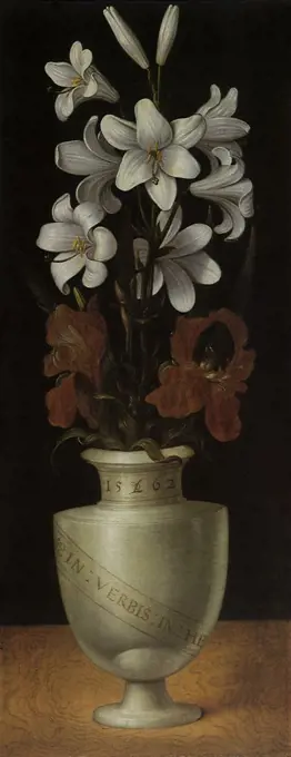 Vase of Flowers with White Lilies, 1562. Ring, Ludger tom, the Younger.