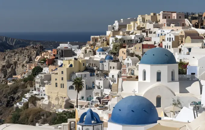 Oia, Santorini, Greece, Churches with blue domes at Oia, Santorini, Greece.