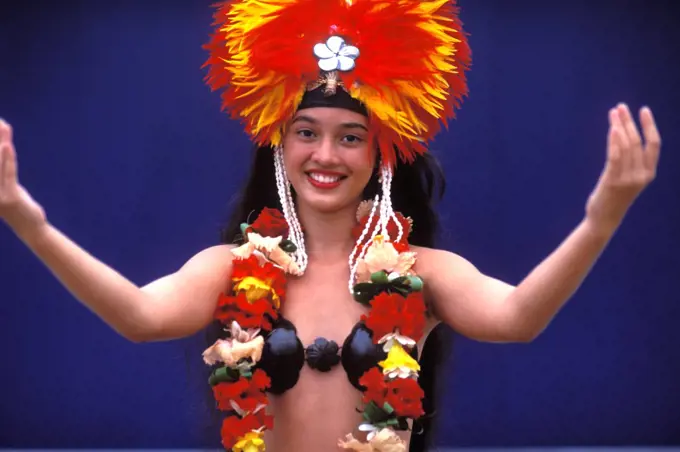 French Polynesia, Tahiti, Bora Bora. Dancer