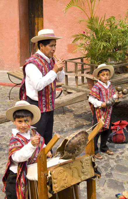 Musicians At The Market Square In Antigua, Guatemala