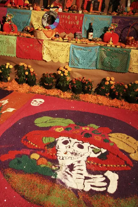 Altar For Day Of The Dead Festivities At Xcaret Near Playa Del Carmen. Mexico