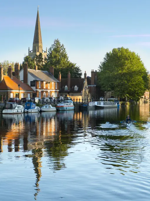 Sunrise with rowers on the Thames by St Helens Wharf, Abingdon.