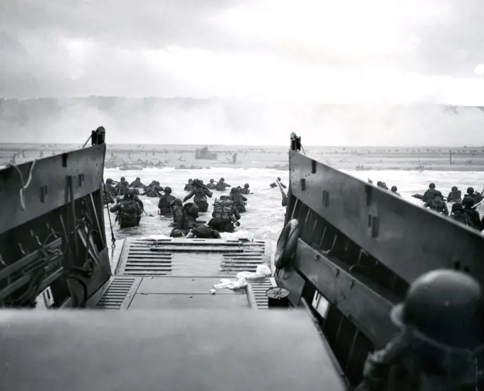 Landing Barge D-Day Invasion Of France. World War Ii