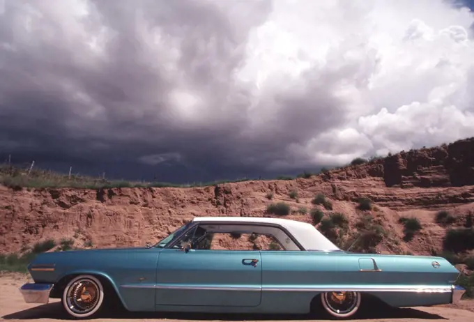 New Mexico, Espanola, Turquoise Blue 1963 Impala