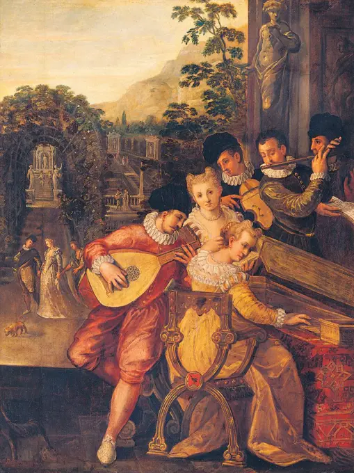 Concert at the Villa, by Toeput Ludovico known as Pozzoserrato, 16th Century, 1596, oil on canvas, cm 172 x 130