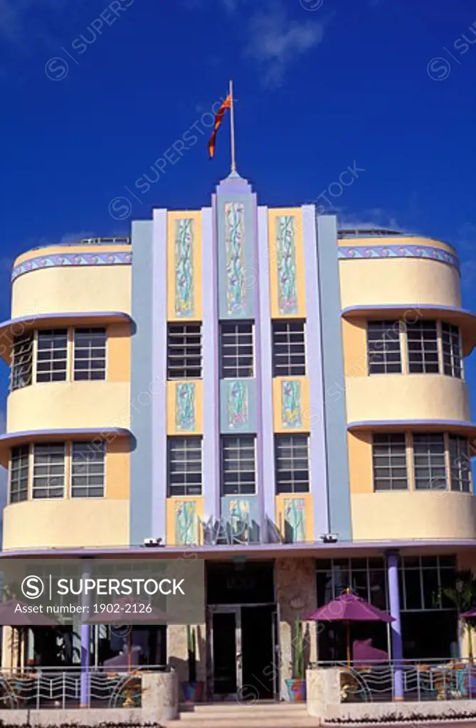 USA Florida South Beach Miami Art Deco  facade of the Marlin Hotel