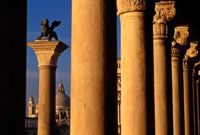 Italy Venice Column of San Marco and Santa Maria della Salute