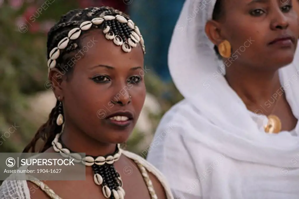 Ethiopian Jewish woman in traditional outfit