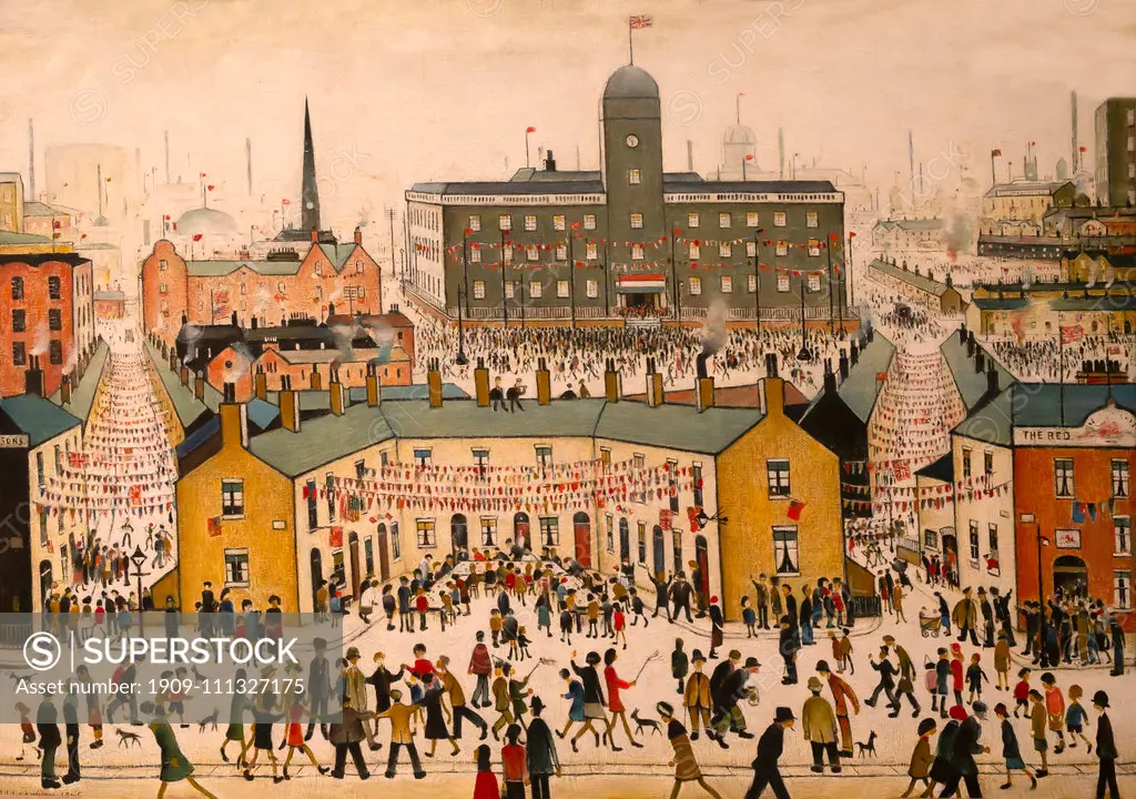 VE Day, LS Lowry, 1945,