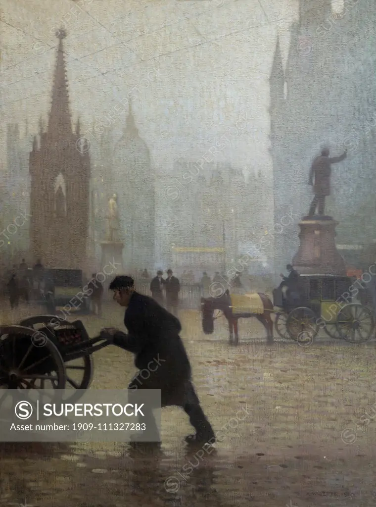 Albert Square, Manchester, Adolphe Valette, 1910,