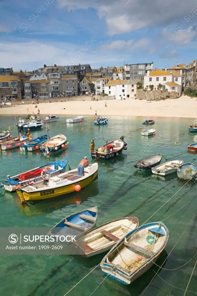 St Ives harbour harbor on a sunny summers day South West Cornwall England UK United Kingdom GB Great Britain British Isles Europe EU