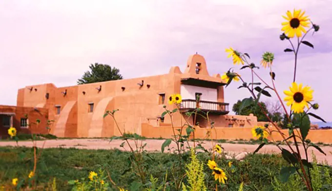 Catholic Mission Church in Red Indian Native Pueblo near New Mexico NM Southwestern Southwest South West USA United States of America North