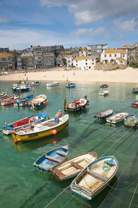 St Ives harbour harbor on a sunny summers day South West Cornwall England UK United Kingdom GB Great Britain British Isles Europe EU