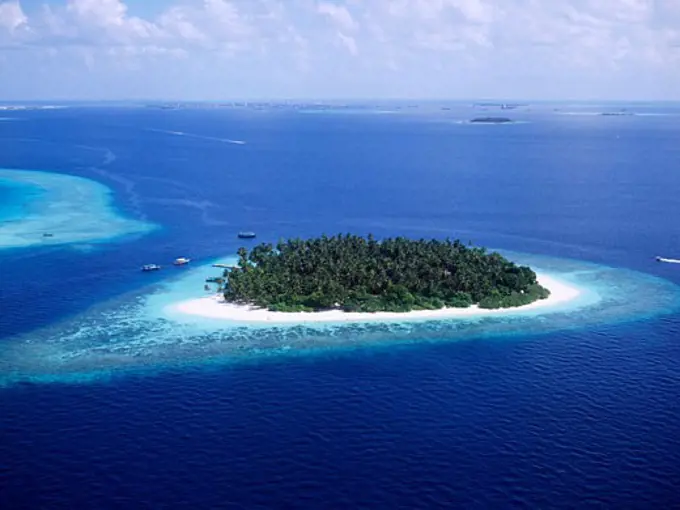 Aerial View  picnic island near  Male  The Maldives