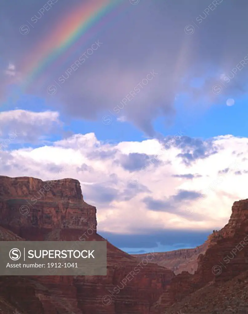 Rainbow  Setting Moon  Grand Canyon National Park  Arizona