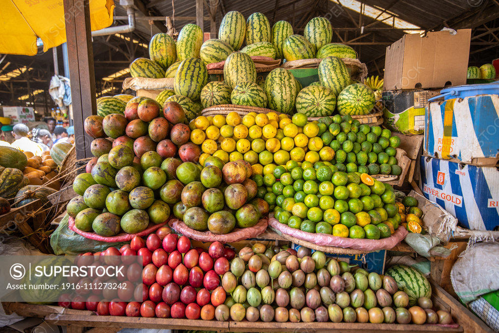 Fruits for sale , Kimironko Market , Kigali Rwanda - SuperStock