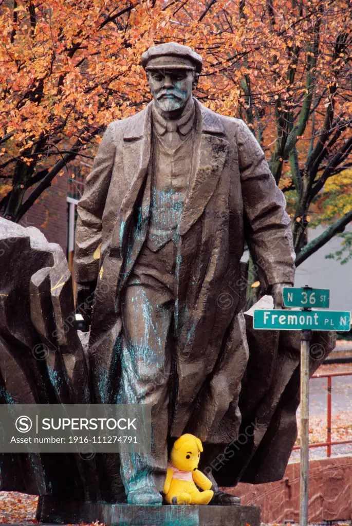 Statue of Russian Communist revolutionary leader Vladimir Lenin in the Fremont District of Seattle, Washington.