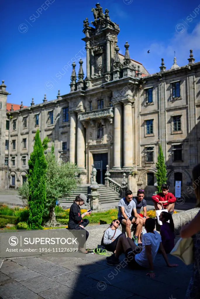 Streets of Santiago de Compostela, last stop of the Way of Saint James (Camino de Santiago) Galicia, Spain