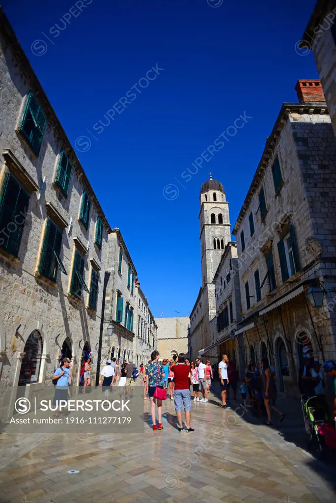 Main street Placa Stradun in Dubrovnik, Croatia