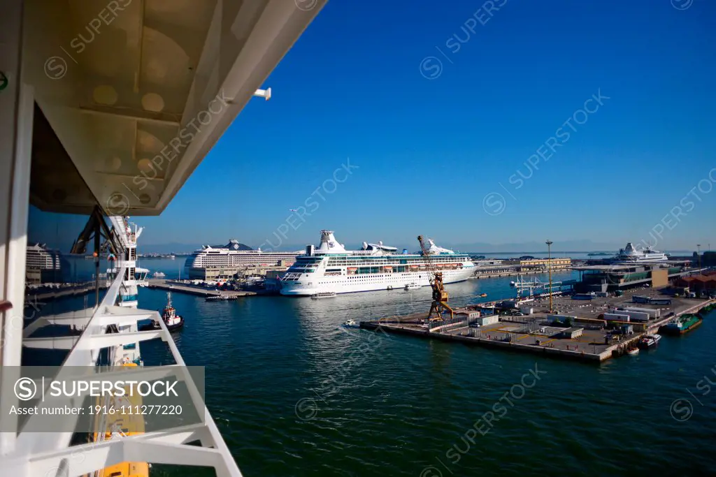 Arriving on a cruise ship at Port of Venice, San Basilio Maritime Station, Venice, Italy