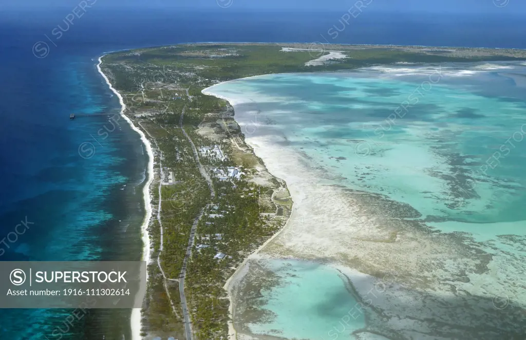 Aerial view of Christmas Island (Kiritimati),  Kiribati