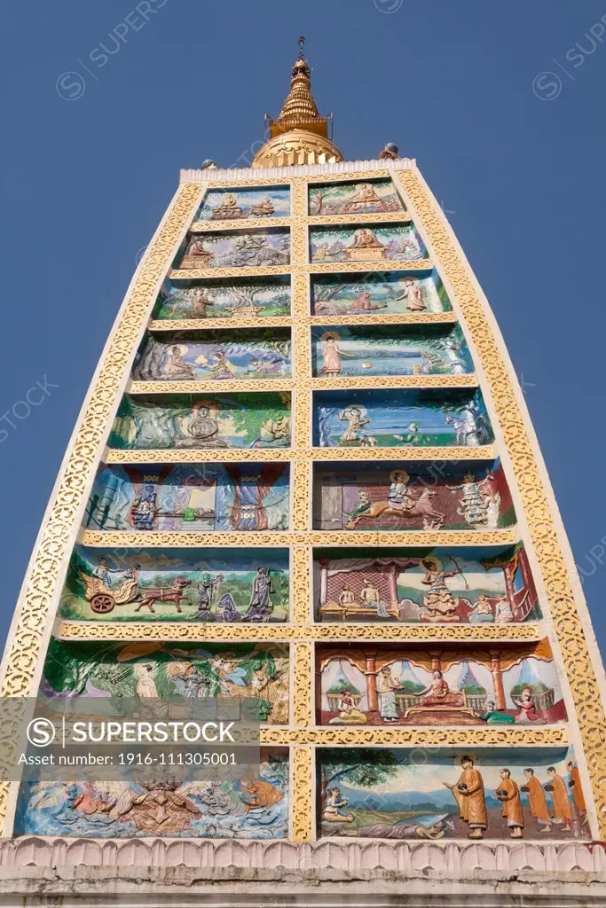 Replica of Mahabodhi Paya, at Shwedagon Pagoda, Yangon, (Rangoon), Myanmar, (Burma)