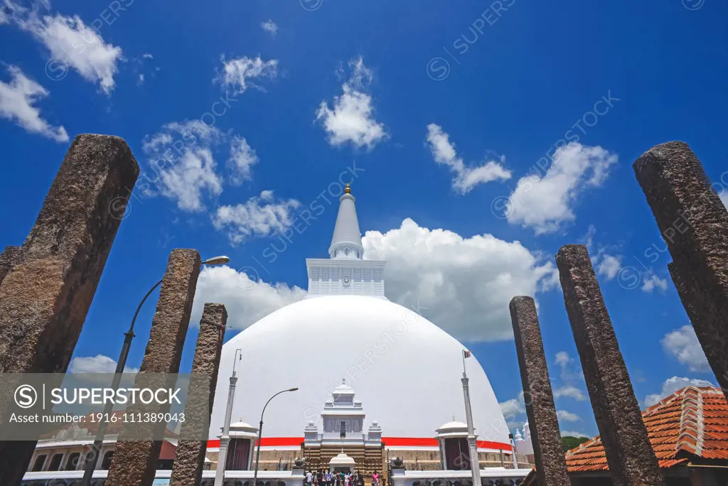 Ruwanwelisaya, a stupa in Anuradhapura, Sri Lanka, considered a marvel for its architectural qualities and sacred to many Buddhists all over the world.