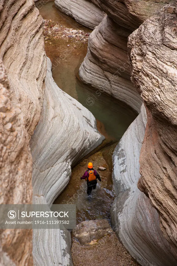 A hiker in Grand Canyon National Park, Arizona, United States.