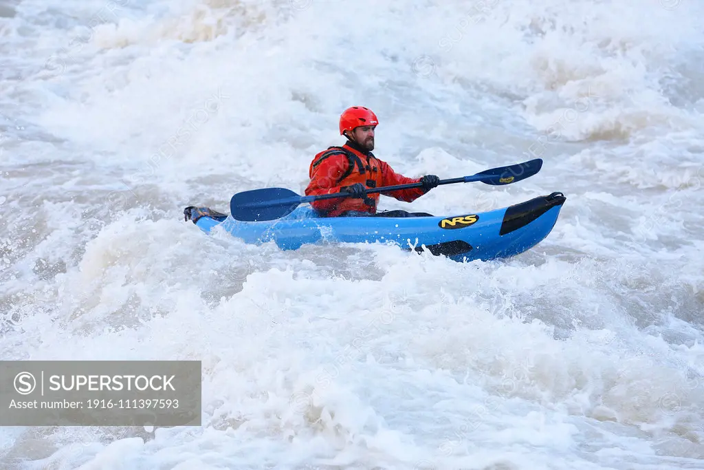 A kayaker in Lava Falls, Grand Canyon National Park, Arizona, United States.